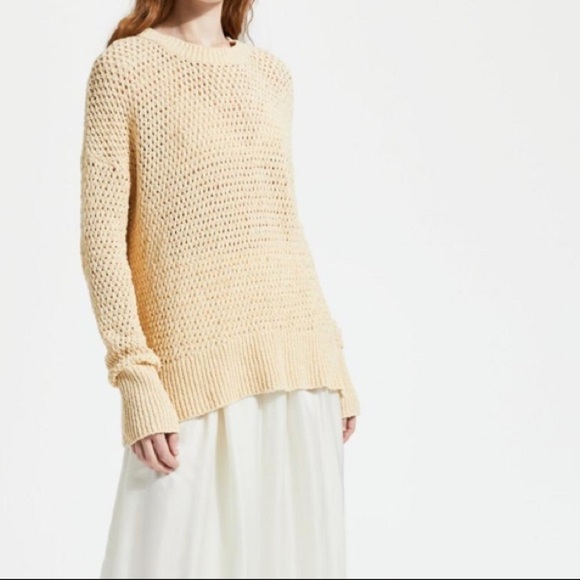 New THEORY Yellow Cotton Nylon Karenia Sweater Size Large - Picture 5 of 14